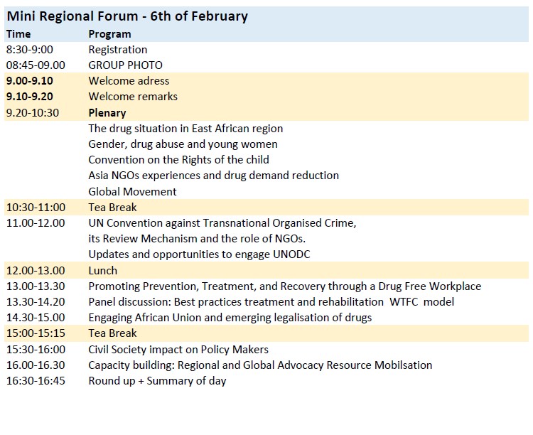 Agenda for the WFAD Regional Forum